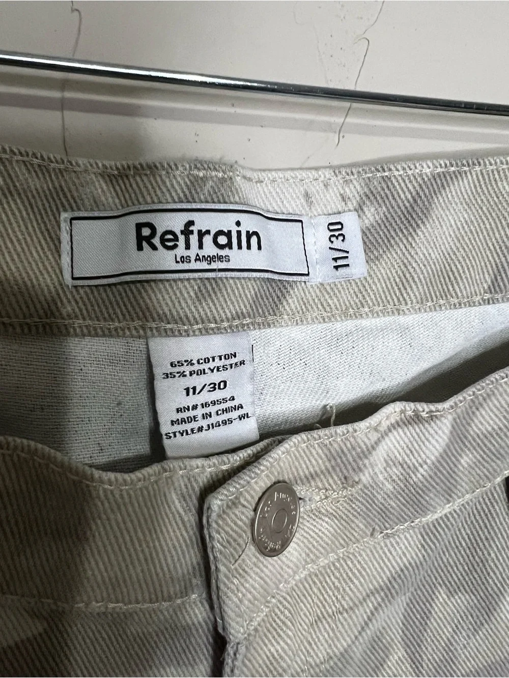 Refrain Los Angeles Super Wide Leg Gray Camo Cargo Streetwear Denim Jeans